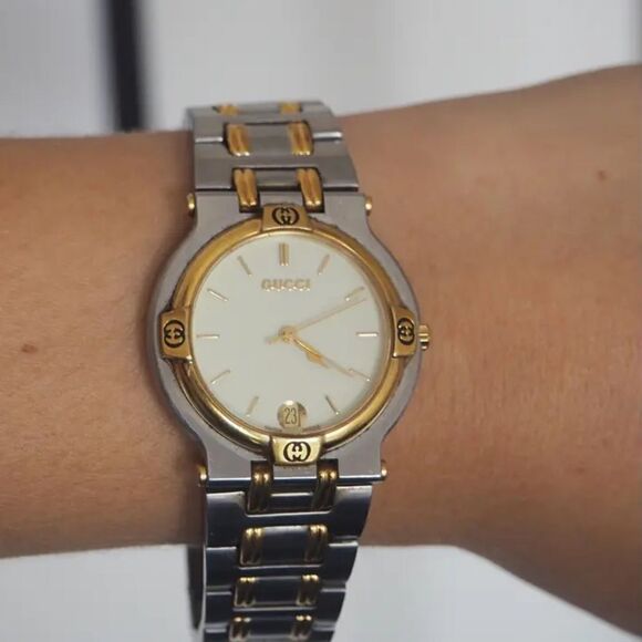 Gucci 9000L Two-Tone Gold & Stainless Steel Watch Authentic - Picture 11 of 12